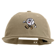 Baseball Mascot Embroidered Unconstructed High Profile Cotton Flat Bill Cap - Khaki OSFM