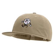 Baseball Mascot Embroidered Unconstructed High Profile Cotton Flat Bill Cap - Khaki OSFM