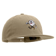 Baseball Mascot Embroidered Unconstructed High Profile Cotton Flat Bill Cap - Khaki OSFM