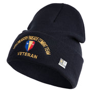 U.S. Army 50th Infantry Brigade Combat Team Logo Embroidered 12 Inch Solid Knit Cuff Long Beanie Made in USA - Navy OSFM