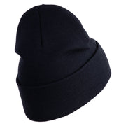 U.S. Army 50th Infantry Brigade Combat Team Logo Embroidered 12 Inch Solid Knit Cuff Long Beanie Made in USA - Navy OSFM