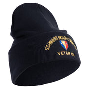 U.S. Army 50th Infantry Brigade Combat Team Logo Embroidered 12 Inch Solid Knit Cuff Long Beanie Made in USA - Navy OSFM