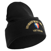 U.S. Army 50th Infantry Brigade Combat Team Logo Embroidered 12 Inch Solid Knit Cuff Long Beanie Made in USA - Black OSFM