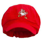 Running Fireball Embroidered Cotton Elastic Newsboy Cap - Red OSFM