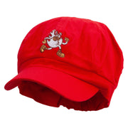 Running Fireball Embroidered Cotton Elastic Newsboy Cap - Red OSFM