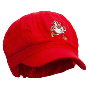 Running Fireball Embroidered Cotton Elastic Newsboy Cap - Red OSFM