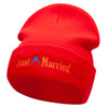 Just Married Ring Embroidered 12 Inch Long Knitted Beanie