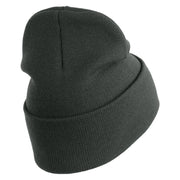 U.S. Army 53rd Infantry Brigade Logo Embroidered 12 Inch Solid Knit Cuff Long Beanie Made in USA - Graphite OSFM