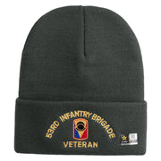 U.S. Army 53rd Infantry Brigade Logo Embroidered 12 Inch Solid Knit Cuff Long Beanie Made in USA - Graphite OSFM