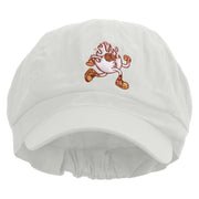 Running Fireball Embroidered Cotton Elastic Newsboy Cap - White OSFM