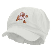 Running Fireball Embroidered Cotton Elastic Newsboy Cap - White OSFM