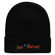 Just Married Ring Embroidered 12 Inch Long Knitted Beanie