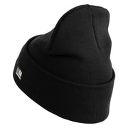 U.S. Army 53rd Infantry Brigade Logo Embroidered 12 Inch Solid Knit Cuff Long Beanie Made in USA - Black OSFM