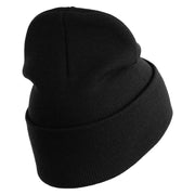 U.S. Army 53rd Infantry Brigade Logo Embroidered 12 Inch Solid Knit Cuff Long Beanie Made in USA - Black OSFM