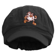 Running Fireball Embroidered Cotton Elastic Newsboy Cap - Black OSFM