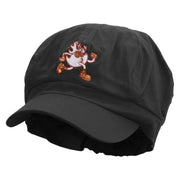 Running Fireball Embroidered Cotton Elastic Newsboy Cap - Black OSFM