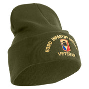 U.S. Army 53rd Infantry Brigade Logo Embroidered 12 Inch Solid Knit Cuff Long Beanie Made in USA - Olive OSFM