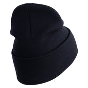 U.S. Army 53rd Infantry Brigade Logo Embroidered 12 Inch Solid Knit Cuff Long Beanie Made in USA - Navy OSFM