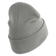 U.S. Army 76th Infantry Brigade Combat Team Logo Embroidered 12 Inch Solid Knit Cuff Long Beanie Made in USA - Dark-Ash OSFM