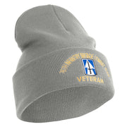 U.S. Army 76th Infantry Brigade Combat Team Logo Embroidered 12 Inch Solid Knit Cuff Long Beanie Made in USA - Dark-Ash OSFM