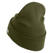 U.S. Army 76th Infantry Brigade Combat Team Logo Embroidered 12 Inch Solid Knit Cuff Long Beanie Made in USA - Olive OSFM