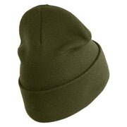 U.S. Army 76th Infantry Brigade Combat Team Logo Embroidered 12 Inch Solid Knit Cuff Long Beanie Made in USA - Olive OSFM