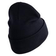 U.S. Army 76th Infantry Brigade Combat Team Logo Embroidered 12 Inch Solid Knit Cuff Long Beanie Made in USA - Navy OSFM