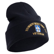 U.S. Army 76th Infantry Brigade Combat Team Logo Embroidered 12 Inch Solid Knit Cuff Long Beanie Made in USA - Navy OSFM