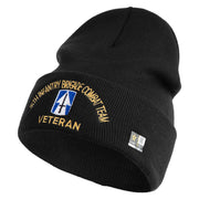 U.S. Army 76th Infantry Brigade Combat Team Logo Embroidered 12 Inch Solid Knit Cuff Long Beanie Made in USA - Black OSFM