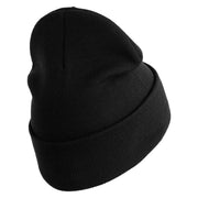 U.S. Army 76th Infantry Brigade Combat Team Logo Embroidered 12 Inch Solid Knit Cuff Long Beanie Made in USA - Black OSFM