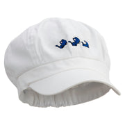 Cute Running Cat Embroidered Elastic Newsboy Cap - White OSFM