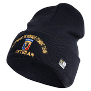 U.S. Army 86th Infantry Brigade Combat Team Logo Embroidered 12 Inch Solid Knit Cuff Long Beanie Made in USA - Navy OSFM