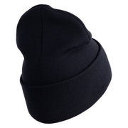 U.S. Army 86th Infantry Brigade Combat Team Logo Embroidered 12 Inch Solid Knit Cuff Long Beanie Made in USA - Navy OSFM