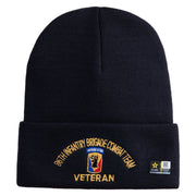 U.S. Army 86th Infantry Brigade Combat Team Logo Embroidered 12 Inch Solid Knit Cuff Long Beanie Made in USA - Navy OSFM