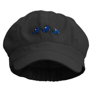 Cute Running Cat Embroidered Elastic Newsboy Cap - Black OSFM