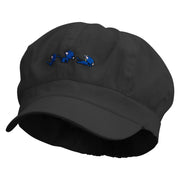 Cute Running Cat Embroidered Elastic Newsboy Cap - Black OSFM