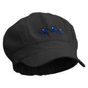 Cute Running Cat Embroidered Elastic Newsboy Cap - Black OSFM
