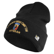 U.S. Army 86th Infantry Brigade Combat Team Logo Embroidered 12 Inch Solid Knit Cuff Long Beanie Made in USA - Black OSFM