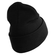 U.S. Army 86th Infantry Brigade Combat Team Logo Embroidered 12 Inch Solid Knit Cuff Long Beanie Made in USA - Black OSFM