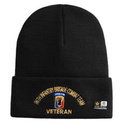 U.S. Army 86th Infantry Brigade Combat Team Logo Embroidered 12 Inch Solid Knit Cuff Long Beanie Made in USA - Black OSFM
