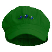 Cute Running Cat Embroidered Elastic Newsboy Cap - Lime OSFM