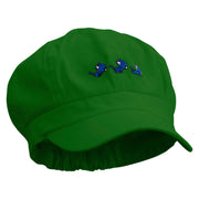 Cute Running Cat Embroidered Elastic Newsboy Cap - Lime OSFM