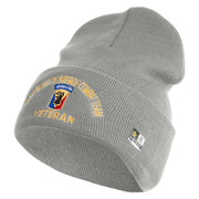 U.S. Army 86th Infantry Brigade Combat Team Logo Embroidered 12 Inch Solid Knit Cuff Long Beanie Made in USA - Dark-Ash OSFM
