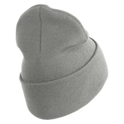 U.S. Army 86th Infantry Brigade Combat Team Logo Embroidered 12 Inch Solid Knit Cuff Long Beanie Made in USA - Dark-Ash OSFM