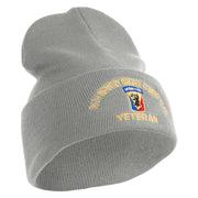 U.S. Army 86th Infantry Brigade Combat Team Logo Embroidered 12 Inch Solid Knit Cuff Long Beanie Made in USA - Dark-Ash OSFM