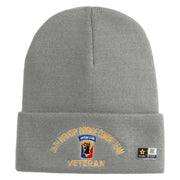 U.S. Army 86th Infantry Brigade Combat Team Logo Embroidered 12 Inch Solid Knit Cuff Long Beanie Made in USA - Dark-Ash OSFM