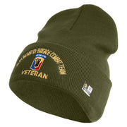 U.S. Army 86th Infantry Brigade Combat Team Logo Embroidered 12 Inch Solid Knit Cuff Long Beanie Made in USA - Olive OSFM