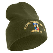 U.S. Army 86th Infantry Brigade Combat Team Logo Embroidered 12 Inch Solid Knit Cuff Long Beanie Made in USA - Olive OSFM