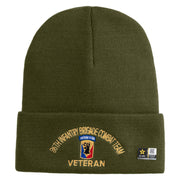 U.S. Army 86th Infantry Brigade Combat Team Logo Embroidered 12 Inch Solid Knit Cuff Long Beanie Made in USA - Olive OSFM