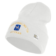 U.S. Army 116th Infantry Brigade Combat Team Logo Embroidered 12 Inch Solid Knit Cuff Long Beanie Made in USA - White OSFM